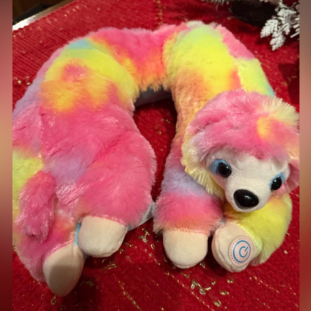 Health Touch U-Shaped Rainbow Sloth Neck Massager, Colorful Plush Neck Pillow